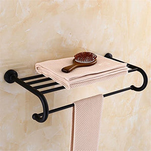 MBYW Portasciugamani Moderno Portasciugamani Elegante per Il Bagno di Moda Tutto Il Rame Europeo Asciugamano Nero cremagliera Hardware Accessori Bagno Antico Muro Appeso portasciugamani 50cm