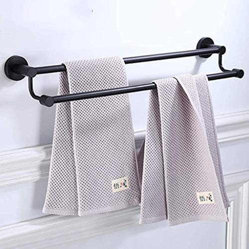 Portasciugamani ， Bagno Portasciugamani Doppio, Portasciugamani a Parete Acciaio Inossidabile per Cucina Hotel Ufficio Nero Moderno Senior 70 cm