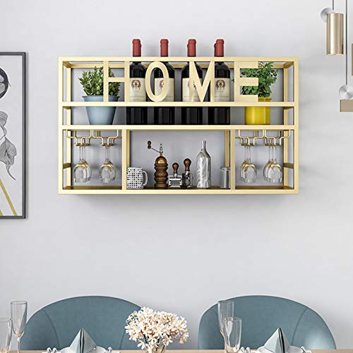 Porta bottiglie da vino Portabottiglie da parete con supporto in vetro, portabottiglie da appendere in metallo rustico da 31,5 pollici, accessori per vino, portabottiglie da parete a 2 livelli, por