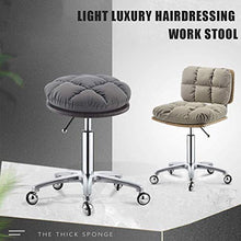 Sgabello Sedia da barbiere, sedia da ufficio, sgabello da lavoro regolabile 46-56 cm, cuscino morbido in spugna elastico alto, con schienale, sgabello di bellezza, trucco, parrucchiere, grigio scuro,