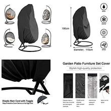 FEZBD Patio Hanging Copertura della Sedia, Uovo Altalena da 210D Impermeabile e Antipolvere in Tessuto Esterno del Giardino del Rattan di Vimini Swing Chair Cover (190 * 115cm),Nero
