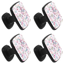Modello senza cuciture dell'acquerello Stampa floreale Pomelli per Porta Set di 4 Pomelli per Mobili Manopole per Cassetti Cucina Armadio Vetro