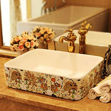 Yxx max -Lavabo Bagno Art Bacino di Ceramica Bacino di Arte del dispersore Contro Parte Superiore del Bacino Rettangolare LAVANDINI Bagno (Senza Rubinetto) -48x38x14cm Lavandino del lavabo