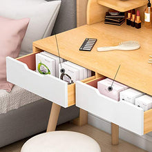 per Le Donne Ragazze Camera da Letto,Set di Sgabelli Imbottiti,Tavolo da Trucco Tavolo da Toeletta con Specchio Rotondo,2 Cassetti Grandi,Scaffali di Stoccaggio-Blue-c 60x40x119cm(24x16x47inch)
