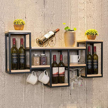 Portabottiglie in ferro battuto nordico da appendere alla parete del vino, cremagliera in legno massello, creativa da appendere per bottiglie di vino, vino champagne, vino