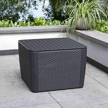 Keter Luzon Plus Flat Wicker Tavolino Contenitore da Giardino, Grafite