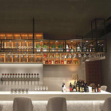 ZYLZL Portabottiglie per Vino, Bar, Ristorante, Portabicchieri da Vino, Portabottiglie per Vino in Legno Massello per la Casa a 2 Livelli con Luce, Ferro Industriale Rosso, Porta Calici da Appendere,