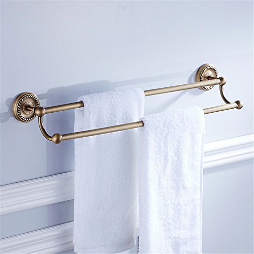 MBYW Portasciugamani Moderno Portasciugamani Elegante per Il Bagno di Moda Ciondolo Europeo Classico Rame Antico Doppio portasciugamani portasciugamani Appeso a Parete palo Doppio Bagno 61,5 cm