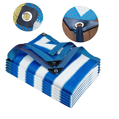 WXQIANG 90% Paralume in Tessuto - Blu e White Stripes Parasole Panno con Occhielli for Pergola Copertura della Volta - 2/3/4/5/6/8 m Larghezza Protezione Solare, Isolamento Termico (Size : 2X6M)