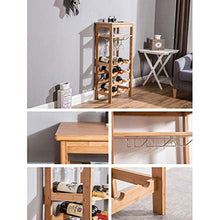 Scaffale per vino in bambù Scaffale per vino a 4 ripiani Scaffale per esposizione Scaffale per vino 16 bottiglie Capacità di stoccaggio Portabicchieri da tavolo per cucina domestica Naturale / Marrone