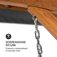 blumfeldt Tahiti Hollywood - Altalena da Giardino, 2 Posti: 110x90cm, Tettuccio Parasole, Imbottitura Spessa 4cm, Materiali: Poliestere, Telaio: Legno Massello di Larice Satinato, Legno/Grigio