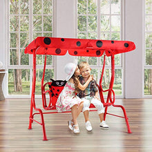 DREAMADE Altalena Dondolo da Giardino per Bambini con 2 Posti e Tetto Regolabile 117 x 78 x 116 cm (Rosso)