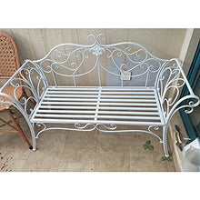 Creative LDF Sedia da Giardino in Metallo con Panca da Giardino, Sedia da Giardino, Mobili da Giardino, Bella Panchina Vintage Shabby con Schienale