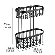 WENKO Scaffale da Parete a 2 Ripiani Classic Plus Black con Protezione antiruggine di Alta qualità, Nero, 26,5 x 33 x 14,5 cm