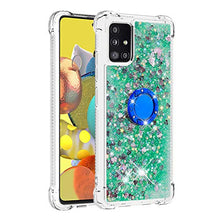 Custodia Samsung Galaxy A51 5G Squillo della Base del Telefono TPU Brillantini Diamond Liquido Telefono Bumper Case（Amore Verde）