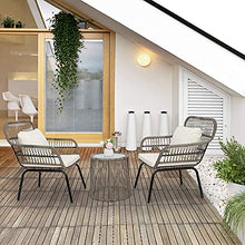 Set Di Mobili Da 3 Pezzi Patio Portico, Interni All'aperto All-Meteo Conversazione Di Vimini Bistrot Bistro Set, Set Di Mobili Da Giardino, Set Di Conversazione in Patio Clearance, Cuscini Inclusi