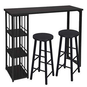 WOLTU Set Mobili da Bar Tavolo con 2 Sgabelli Alti Bancone per Cucina in Acciaio Legno BT26sz+BH130sz-2