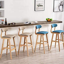 Sgabelli da bar In Legno, Cuscino in Cotone E Schienale Sgabello da Cucina con Poggiapiedi Sedia da 73 Cm per Soggiorno Balcone Caffetteria Ufficio(Color:Blu)