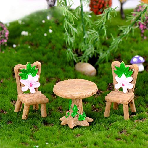 QULONG Ornamenti da Giardino Mini Adorabili sedie da Tavolo per Esterni Set Artigianato in Resina Ornamenti paesaggistici in Miniatura Decor