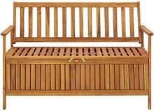 ZRB Baule da Giardino, Bench da Giardino Panche in Legno Solido Patio in Legno di Acacia con braccioli Panchina del Parco per all'aperto,Multibox