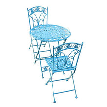 LBYMYB Tavolo da Esterno in Ferro Battuto E Combinazione di Tre Sedie in Ferro Battuto in Ferro Battuto per Il Tempo Libero Creativo per Il Tempo Libero tavolino da caffè (Color : Blue)