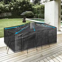 Copertura Impermeabile per Mobili da Giardino, Copertura Tavolo Esterno 420D in Tessuto Oxford Resistente, Copertura Rettangolare Antivento e Anti-Uv