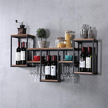 OLDJTK Vino Mensola Metallo Ferro for Bar |Legno Wine Glass Holder |Stand Vino |Holder Calice |A Parete Wine Cooler |Wall Hanging Cube mensola