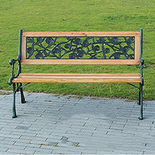 UWY Panchina da Giardino per terrazza Panchina da Esterno, panchina da Parco con Schienale e braccioli, panchina da Patio in Legno massello anticorrosione in ghisa, può ospitare 2-3 Persone, per