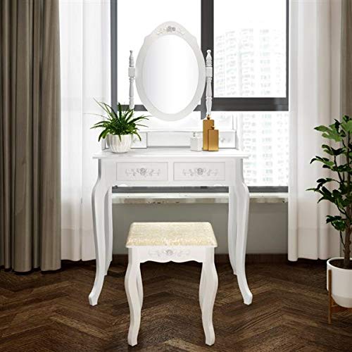 Krispich Modern Concise - Cassettiera con 4 cassetti, rotazione a 360°, colore: Bianco