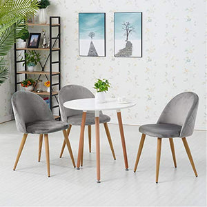 CLIPOP Set di 2 sedie da pranzo in velluto grigio sedie da cucina con schienale e gambe in legno robuste in metallo, per soggiorno, soggiorno, cucina, ufficio e ristorante