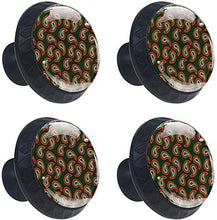 Rosso blu Paisley Swirls Pattern nero Pomelli per Porta Set di 4 Pomelli per Mobili Manopole per Cassetti Cucina Armadio Vetro