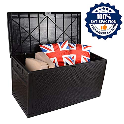 XLLLL Cassapanca da Esterno Baule Rattan Cassa Panca Portattrezzi Giardino Copri Bidoni Immondizia Portabidoni Spazzatura Madie Panchina Scatola di Immagazzinaggio All'Aperto Ideale,Black-460LRattan