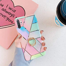 Saceebe Compatibile con Custodia Galaxy Note 10 plus/Note 10 pro Silicone TPU Moda Silicone Cover in TPU Marmo Muster Dipinto TPU Coperature in Silicone con Staffa ad anello Morbida Angraffio,Blu rosa