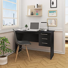 WOLTU TS59sz Scrivania con 3 Cassetti per Ufficio Studio Tavolo da Lavoro Porta PC in Legno Nero 120x59x75 cm
