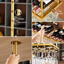 NSYNSY Rastrelliere per Bicchieri da Vino da 40"-60", portabottiglie per Vino - Disponibile in 3 Bracci Regolabili - Oro