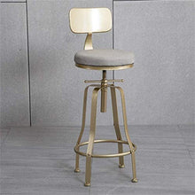 WANGFENG Sgabelli Sgabelli da Bar Industriali Girevoli in Metallo con Schienale, Sgabelli da Bar Regolabili in Altezza 60-80 Cm, Sedie da Cucina per La Colazione, Elegante Velluto Grigio