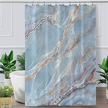 LSB-SHOWER, Tenda da Doccia in Pietra di Marmo Tenda da Bagno Impermeabile in Poliestere Nero Oro con Ganci (Color : Blue, Size : 180x220cm)