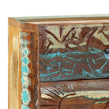 Tidyard Comodino Intagliato a Mano 40x30x50 cm in Massello di Recupero
