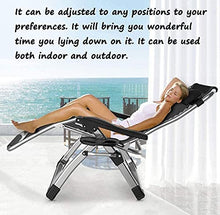 Azyq Cuscino Sedie da Giardino con Sdraio Super Larghe con Portabicchieri e Porta Telefono, Sdraio Pieghevole Reclinabile Zero Gravity Outdoor Chair, Nero