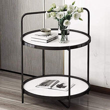 DGHJK Mobili per la casa, comodini Moderni per Soggiorno a 2 Livelli, comodini per Camera da Letto, tavolino Rotondo con Divano in Marmo, 18,5x23,6 Pollici