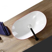 Nordico Esterno Rosso Interno Bianco Ovale Sottile Lavandino Ceramico 60 CM Bagno Sopra Contro Lavabo Lavabo Arte Bacino Lavabi (colore : A)
