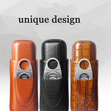 Accessori e umidificatori per sigari Scatola di Sigari Scatola di Sigari Portatile 2 Confezioni Scatola di Sigari Idratante Scatola di Sigari in Pelle di Coccodrillo in Pelle con Le Forbici