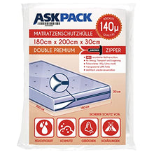 ASK Pack Premium custodia materasso Double con CERNIERA LAMPO per materasso fino a 180 cm di larghezza/fino a 30 cm di altezza / 200 cm di lunghezza – Ultra forte 140 µm