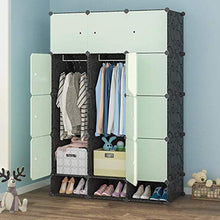 WCY Armadio Portatile per Appendere Vestiti Combinazione Armoire Ideale stoccaggio Organizzatore dell'organizzatore Cubo (Verde) Guardaroba Combinato (Dimensione: 111x47x165cm) yqaae