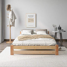 Keebgyy Letto in legno massiccio con testiera e rete a doghe, naturale (200 x 140 cm)