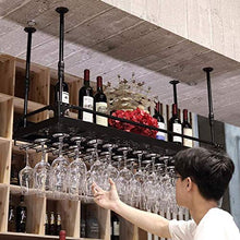 QTWW Portabottiglie Nero Portabottiglie Regolabile in Altezza Portabottiglie Portabottiglie Portabottiglie da soffitto Ripiani galleggianti in Metallo Porta calici da Bar (Dimensioni: 150 * 35cm)