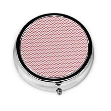 Shades of Pink Chevron - Contenitore rotondo per pillole, 3 scomparti, in metallo, per medicina e vitamine, per viaggi all'aperto