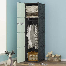 WCY Armadio Portatile per Appendere Vestiti combinati Armoire Ideale Storage Organizzatore Cubo per Libri Giocattoli Asciugamani (Verde) Guardaroba Combinato (Dimensioni: 37x47x147cm) yqaae