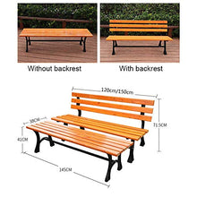 GaoF Panca da Giardino mobili da Giardino per Esterni Sedia da Parco, Sedia da Veranda Resistente alle intemperie con Schienale, Sedile in Legno massello anticorrosivo Sedia con Struttura in Acciaio,