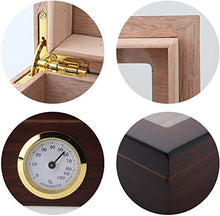 WAWAYU Portasigari, Legno di Cedro umidificatore Portatile con Copertura in Vetro, Opaca Vernice Cigar Box